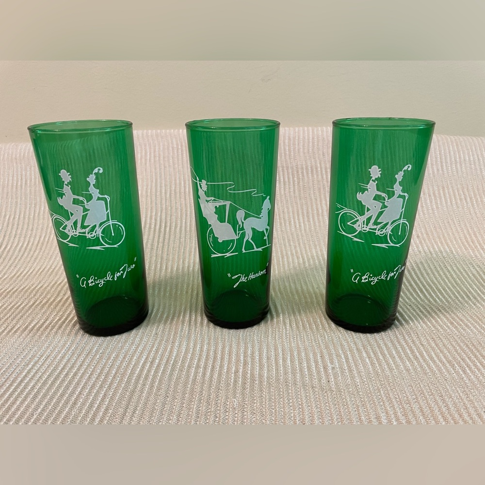ANCHOR HOCKING Gay Nineties Straight Shell Tumbler Flat 16 Oz  Set of 3